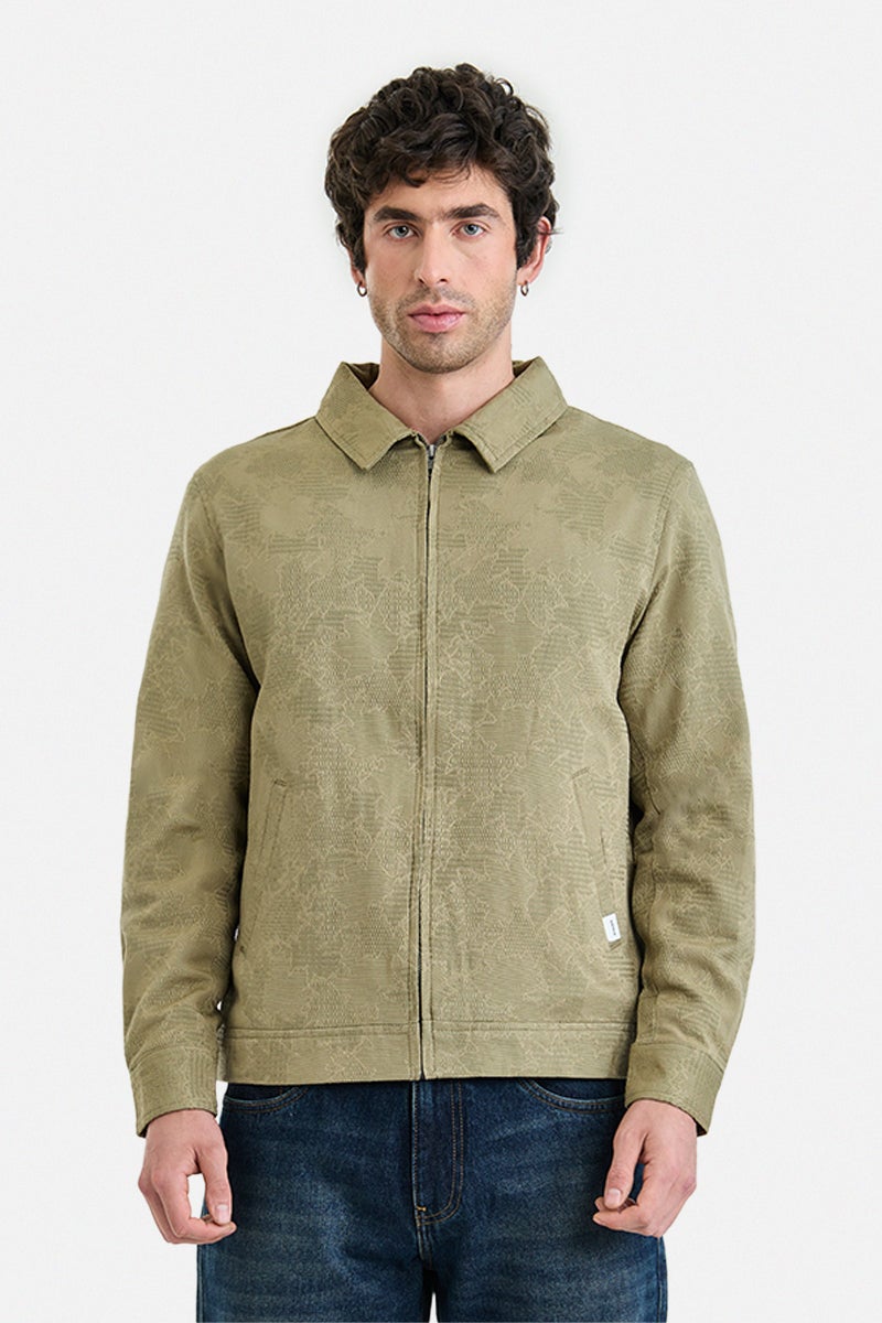 SNITCH Zipper Lapel Collar Regular Fit Textured Jacket - Image 4